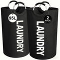 2pcs Large Laundry Basket | Foldable, Elevated, High Quality With Half Ring Handle Design | Brand: Moonrise